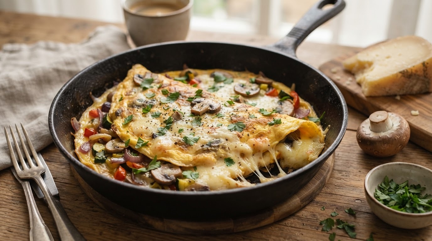 Boerenomelet met oude kaas