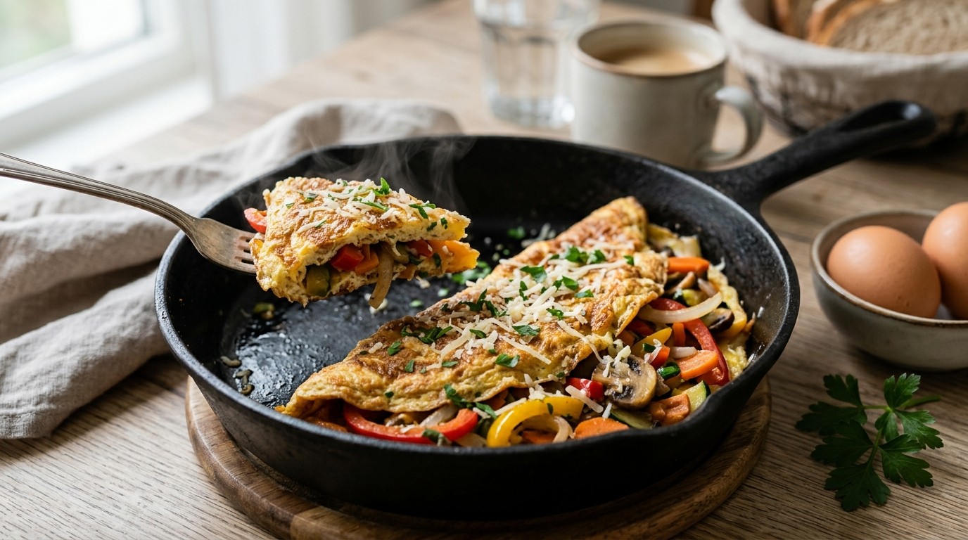 Boerenomelet met wokgroenten