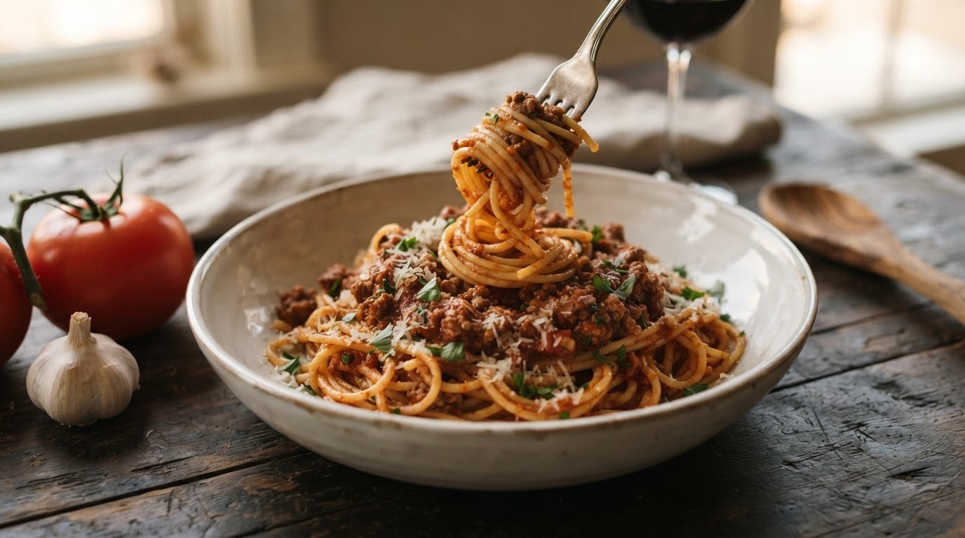 Bolognese saus met spaghetti
