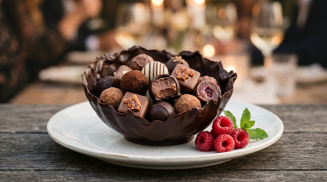 Bonbonschaal van chocolade