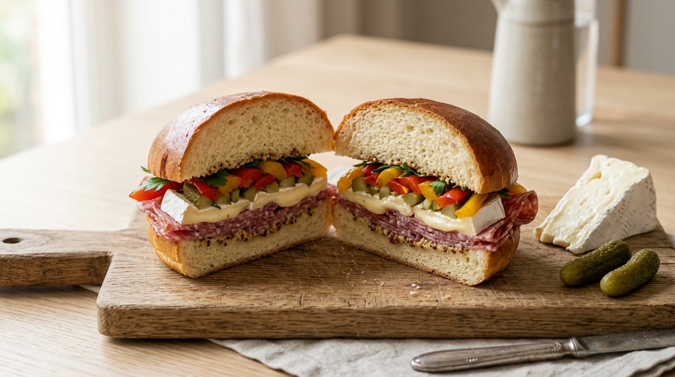 Boterbol met salami, paprika en brie
