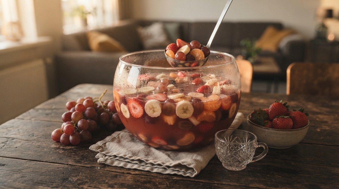 Bowl met vers fruit en bessenjenever