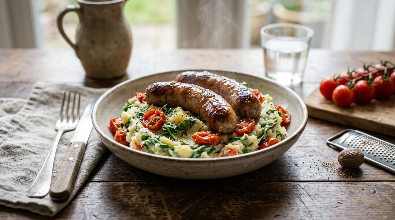 Braadworst met Rucola Stamppot