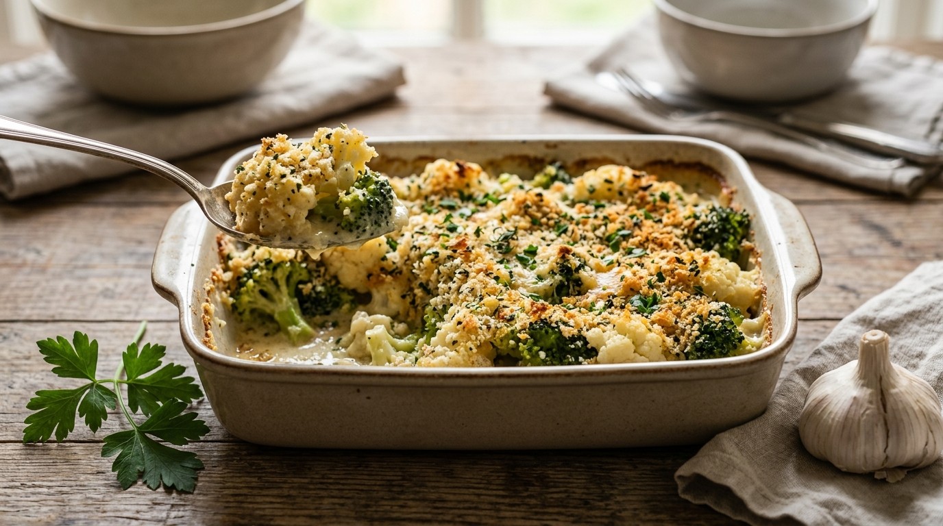 Broccoli en bloemkool met een kruidig korstje