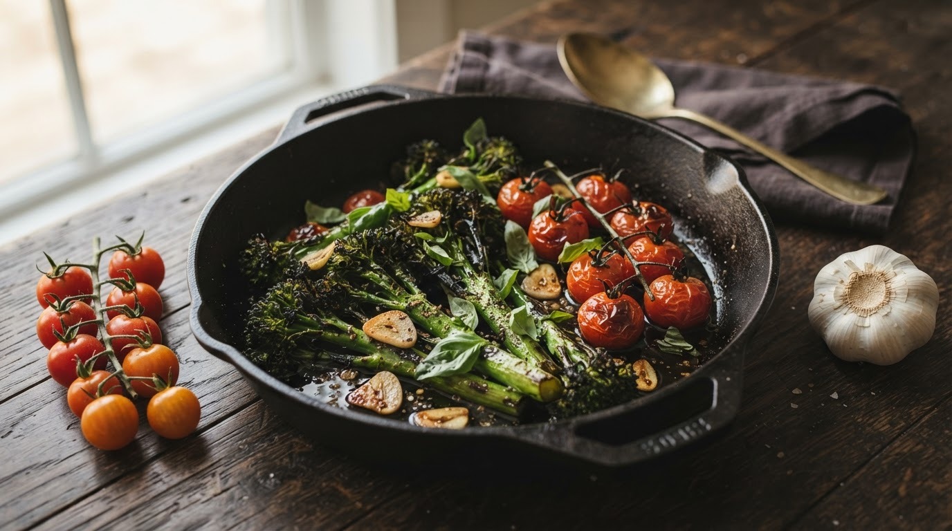 Broccoli met knoflook en tomaat