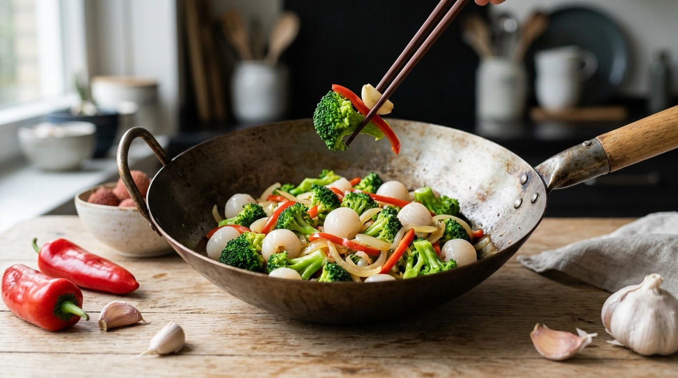 Broccoli met lychees