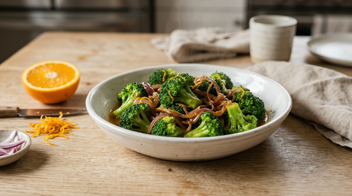 Broccoli met Sinaasappelsaus
