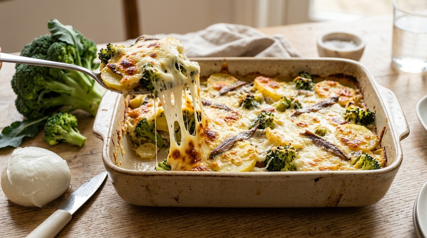 Broccoli-mozzarellaschotel