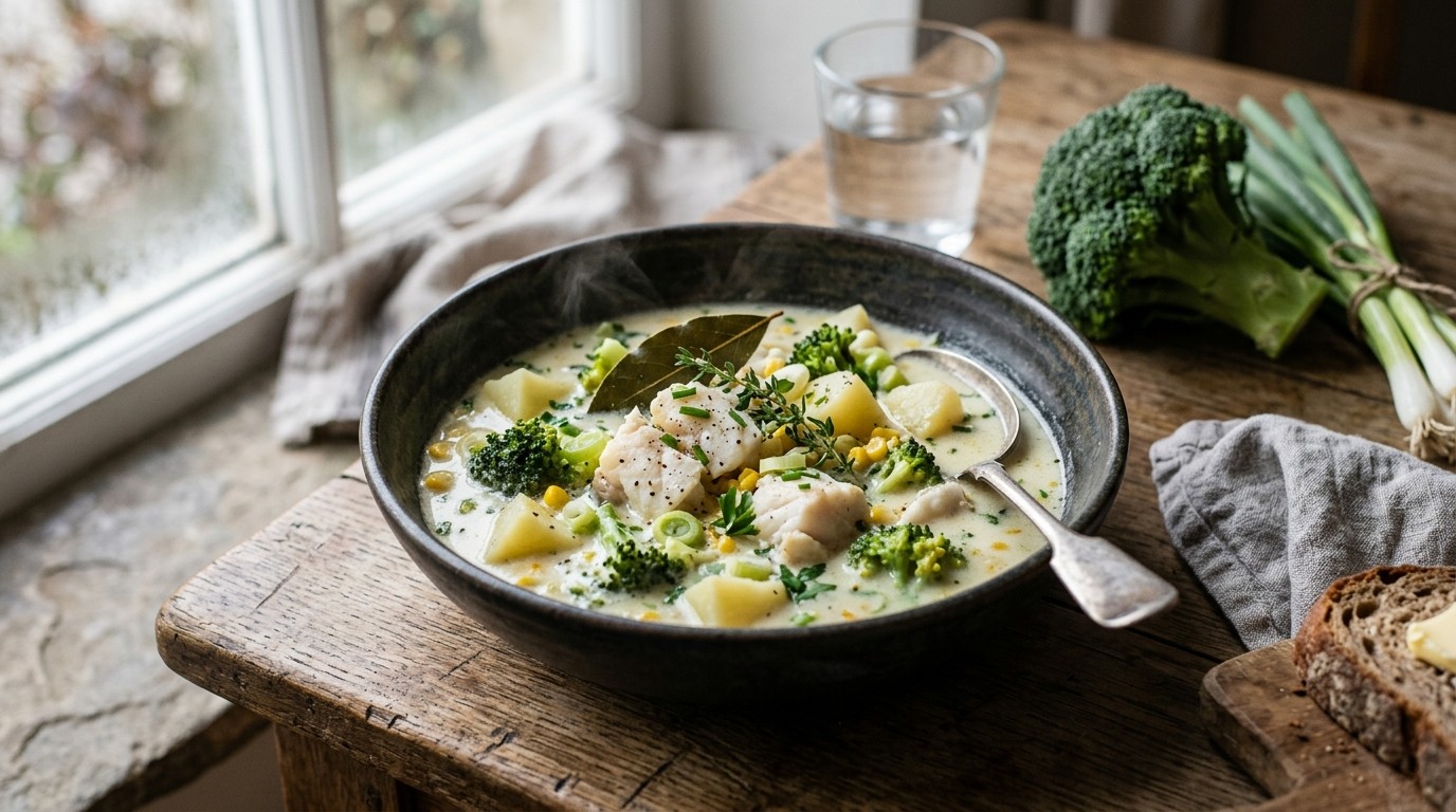 Broccoli-schelvissoep