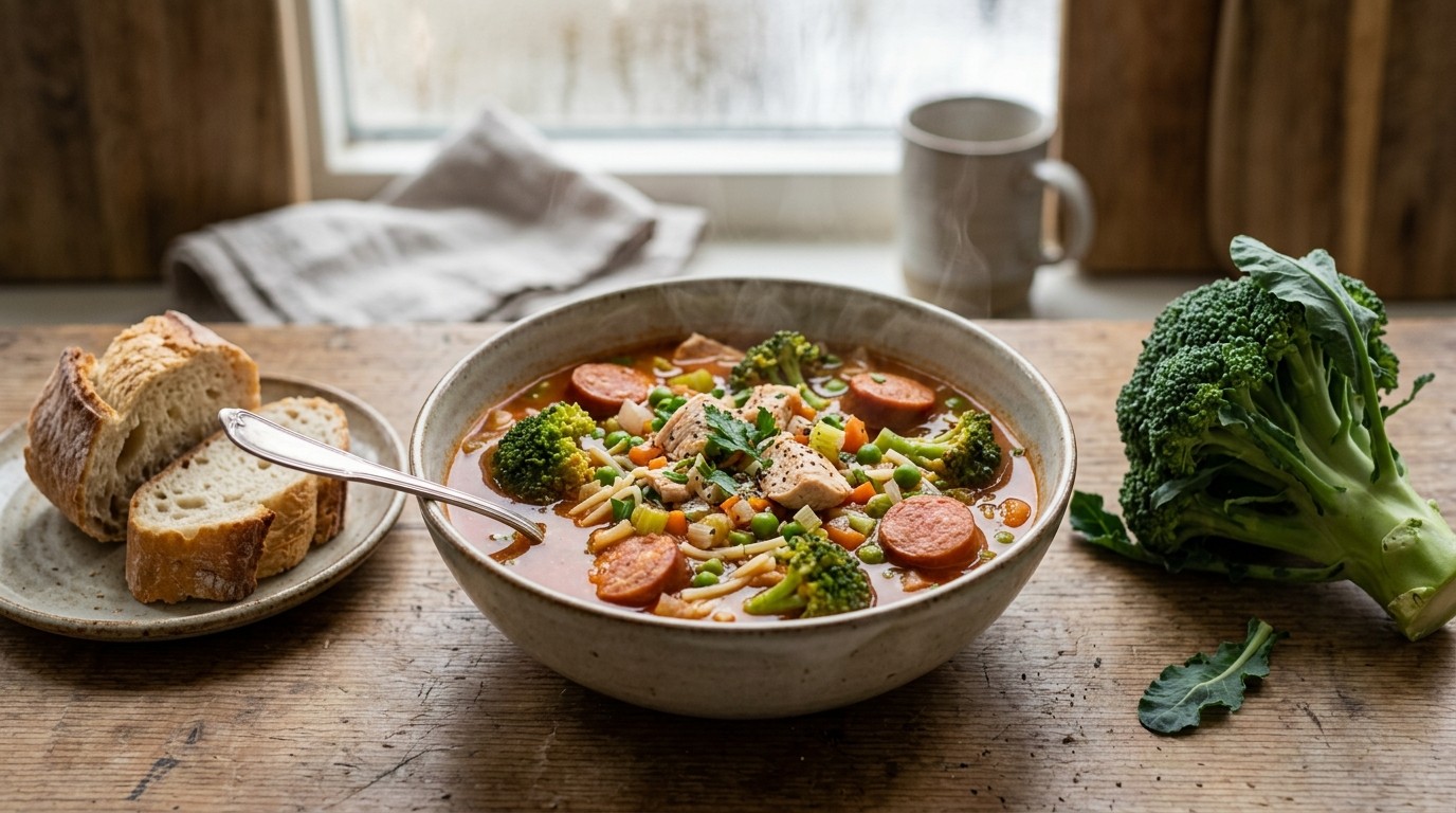Broccolisoep met kippevlees