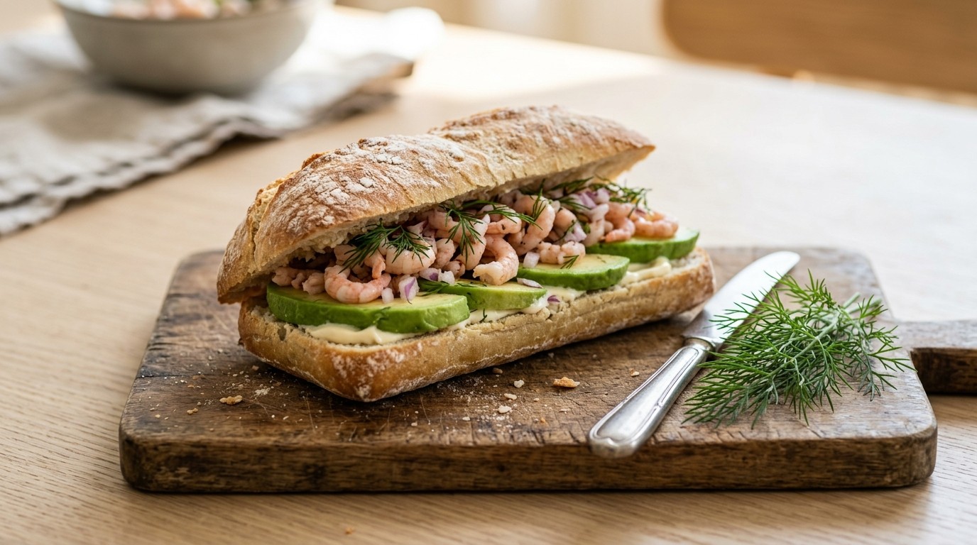 Broodje Avocado met garnalen