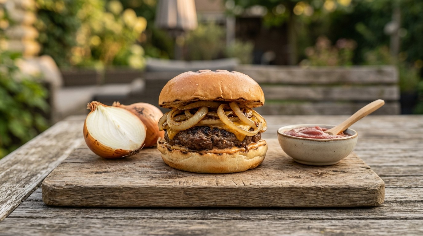 Broodje Hamburger met Geroosterde Uiringen