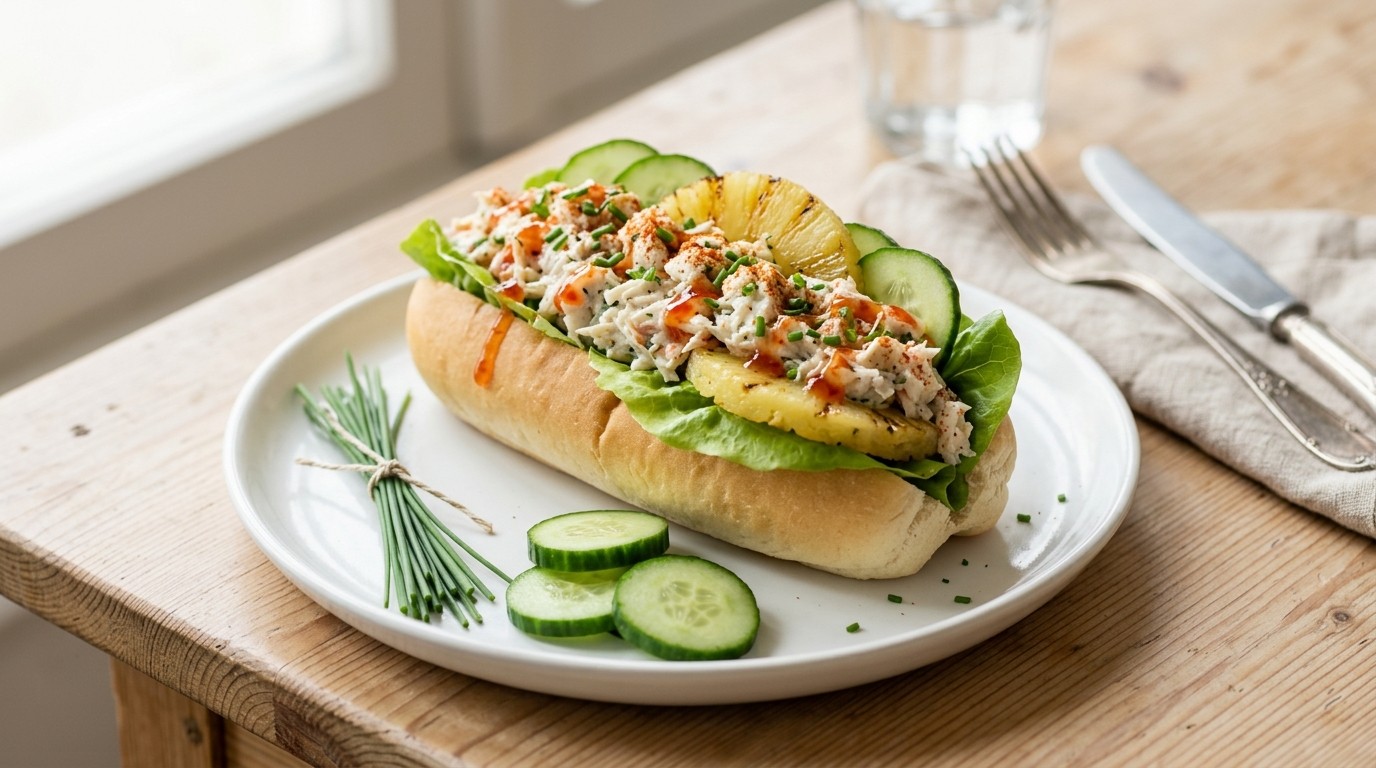 Broodje krab-ananassalade