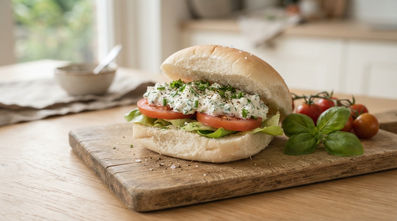 Broodje met gekruide Hüttenkäse