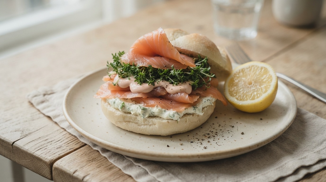 Broodje zalm met tuinkers