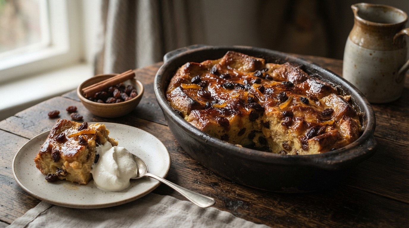 Broodpudding met boter