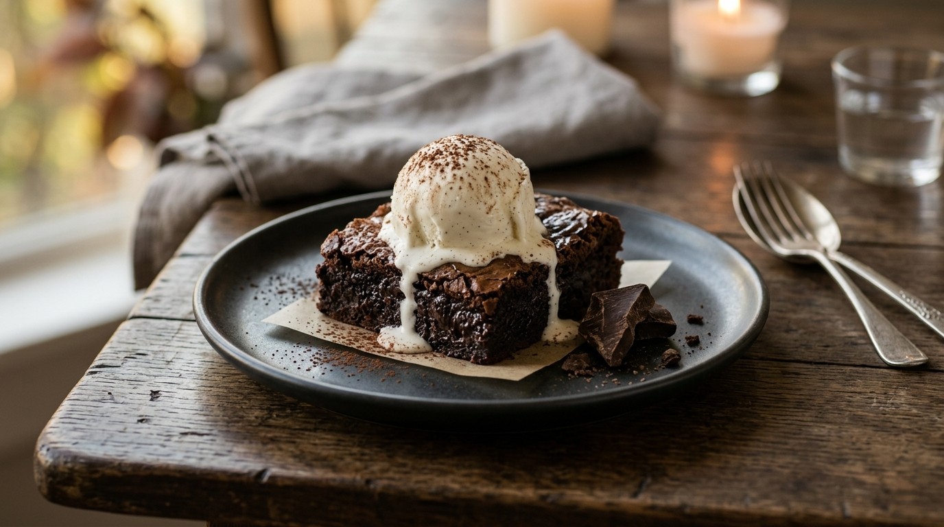 Brownies met ijs