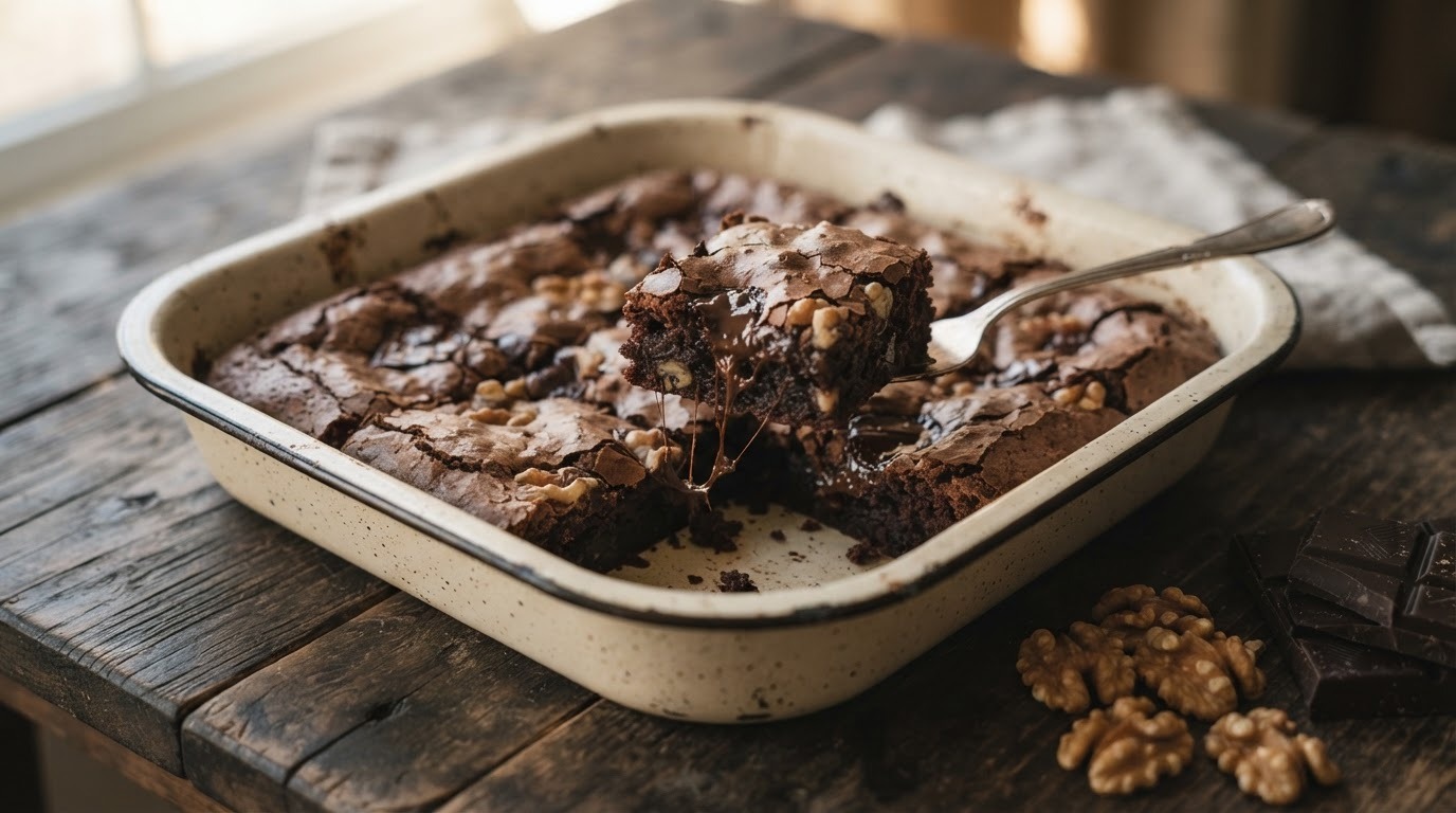 Brownies met walnoten en stukjes chocolade