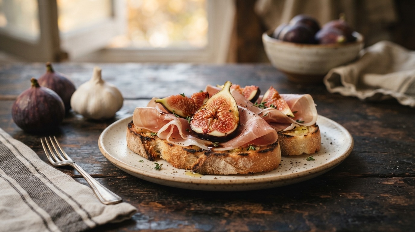 Bruchetta met parmaham en verse vijgen