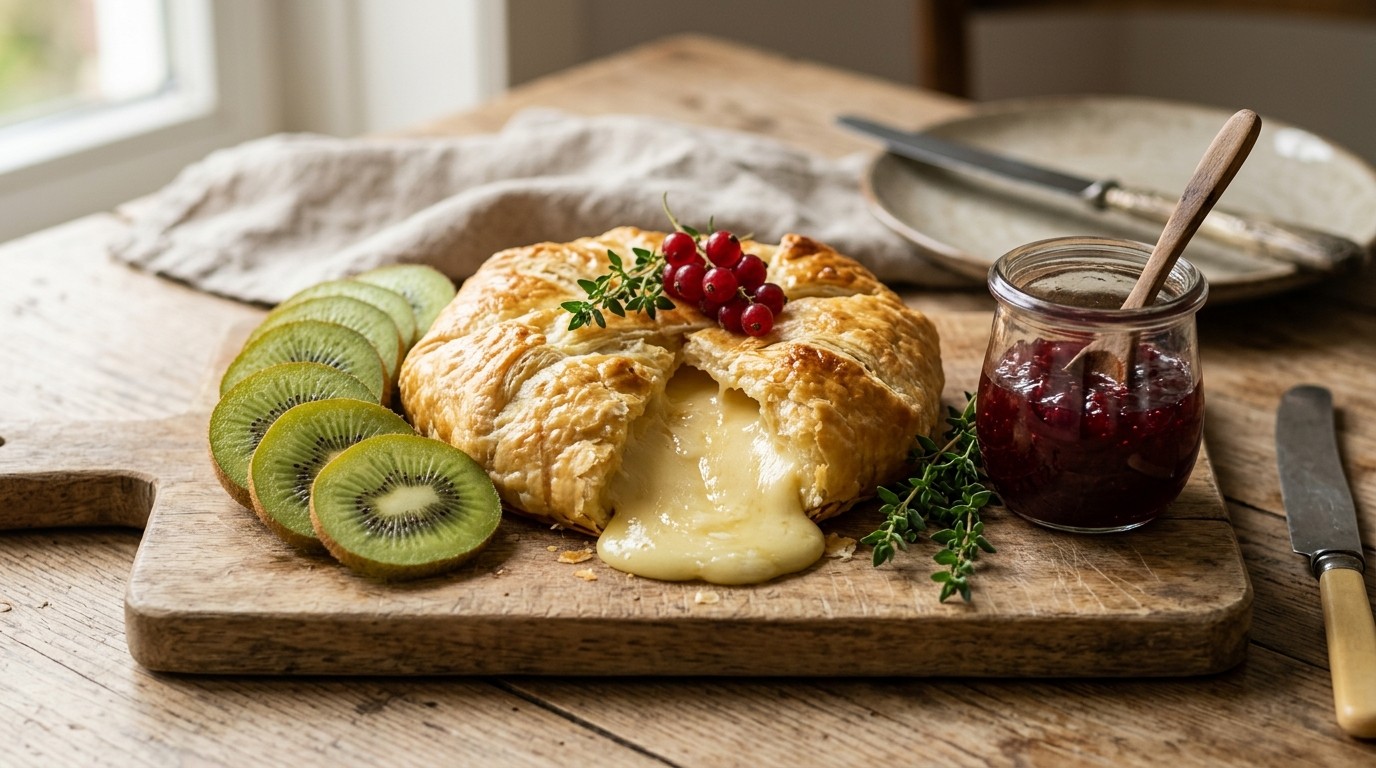 Camembert met kiwi