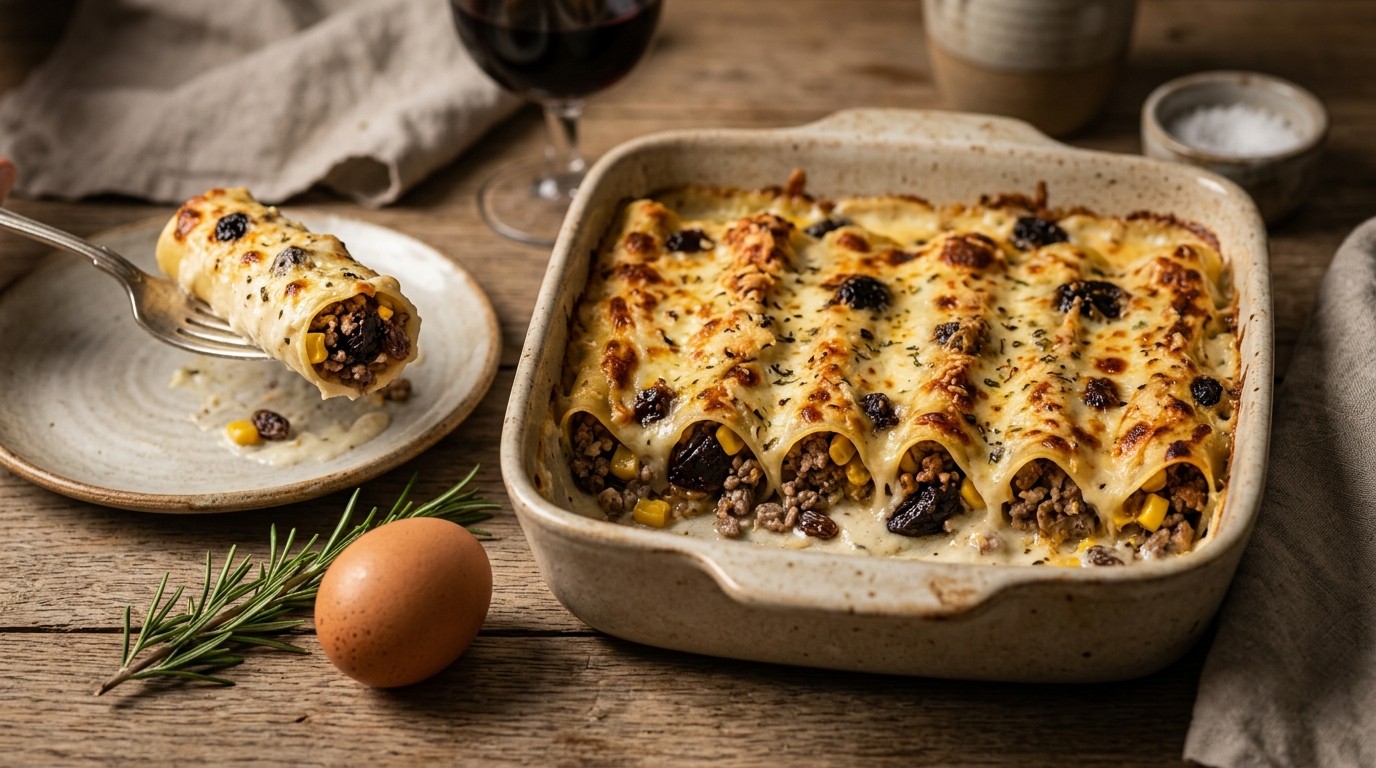 Cannelloni met Gehakt en Pruimen