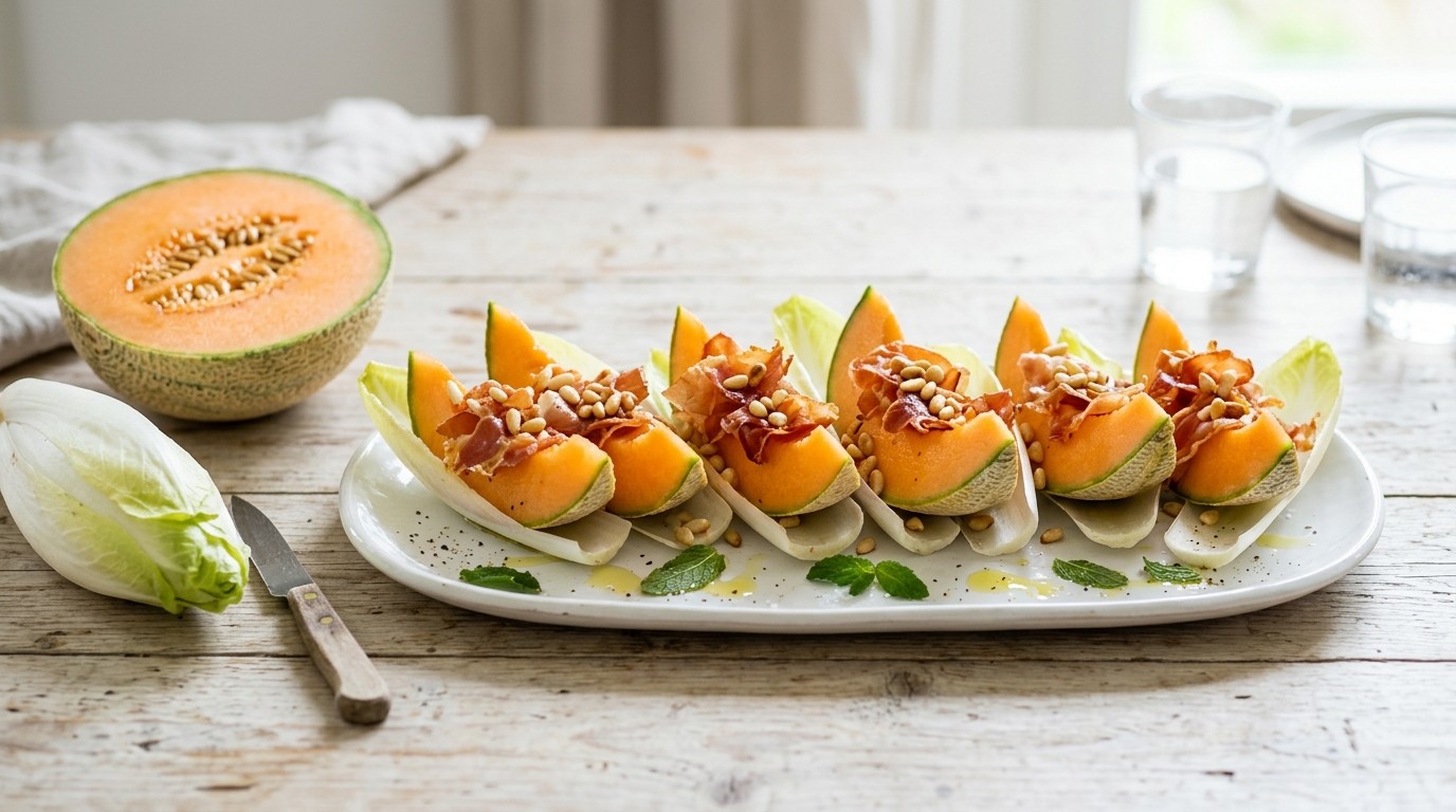 Cantaloupemeloen met Krokante Parmaham