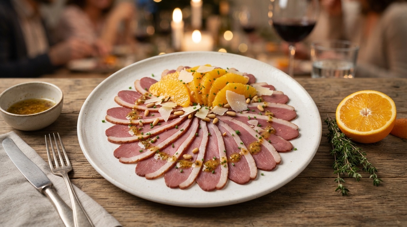 Carpaccio van gerookte eendenborst
