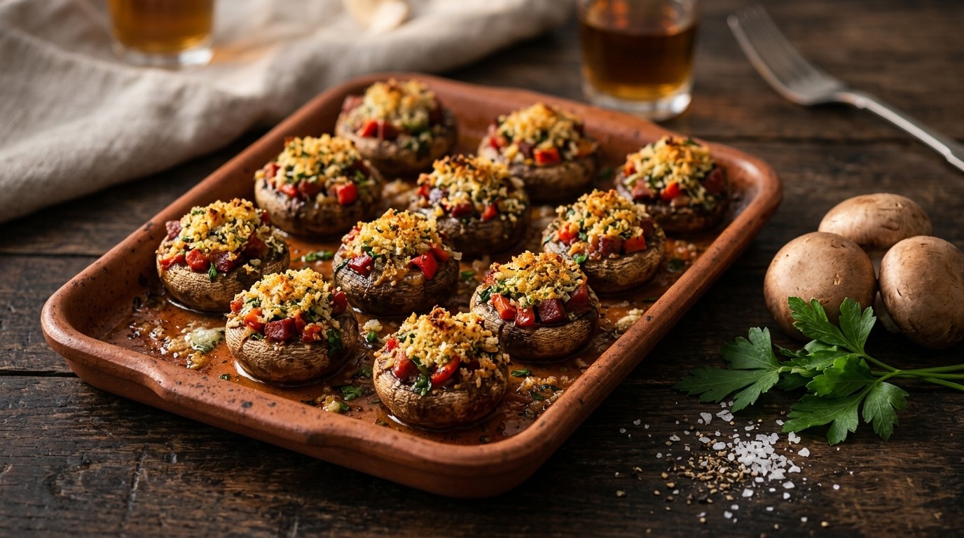 Champignonhoedjes met chorizo