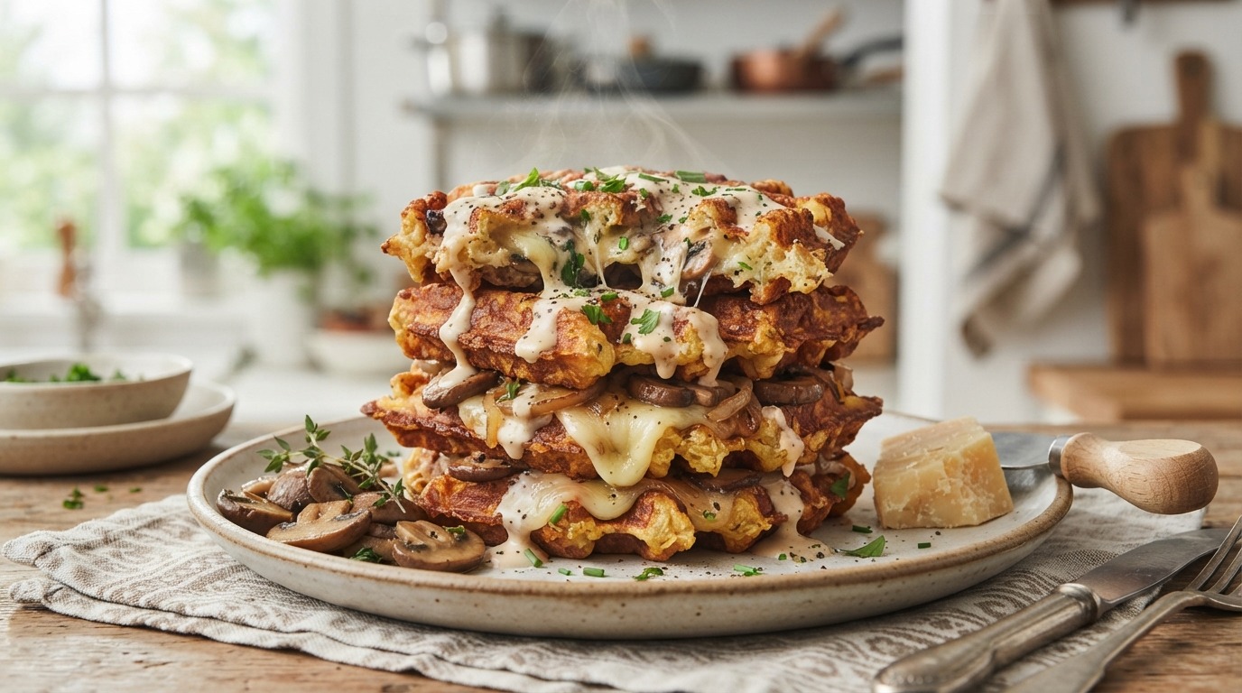 Champignons-aardappelwafels met kaas