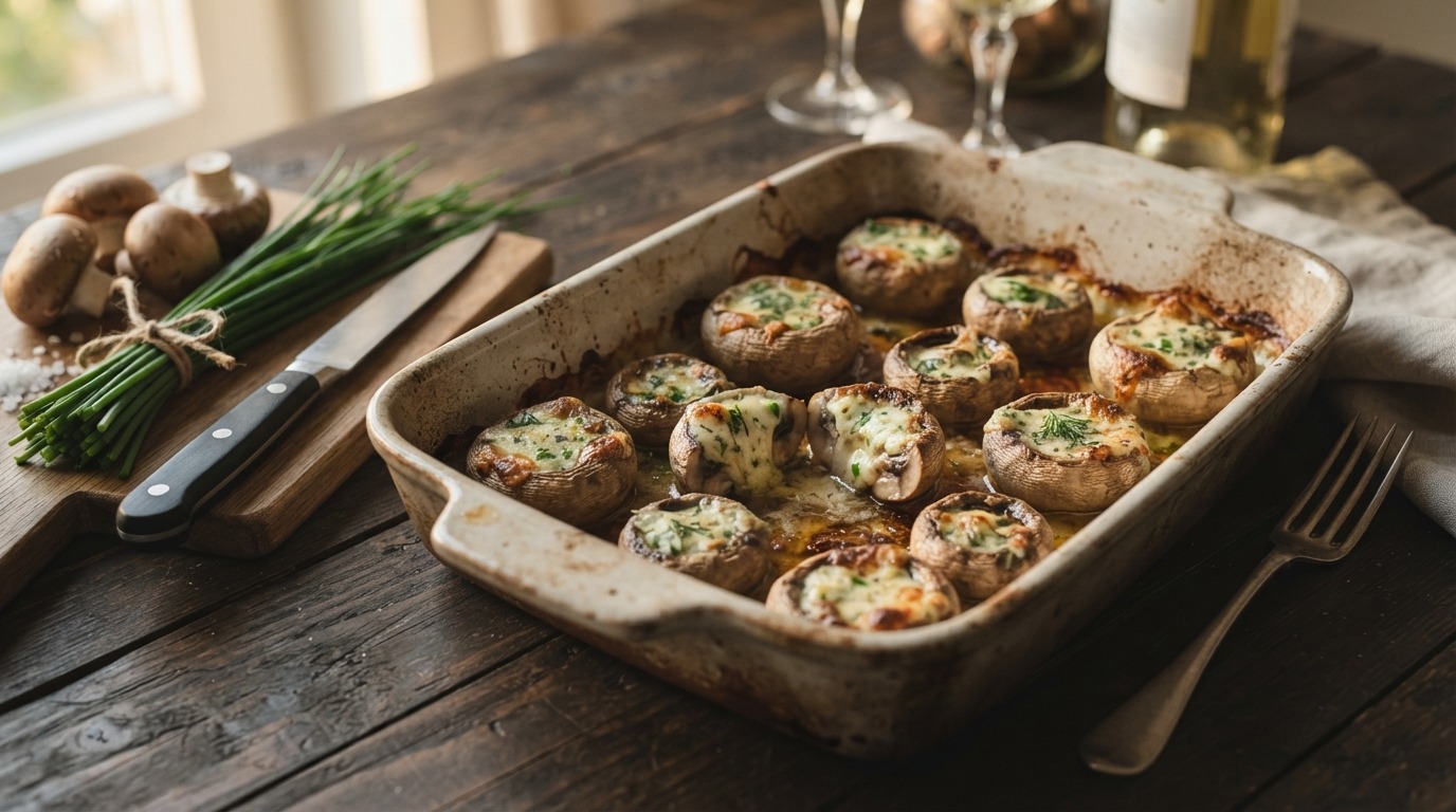 Champignons gevuld met kruidenkaas