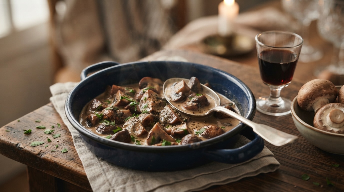 Champignons in roomsaus