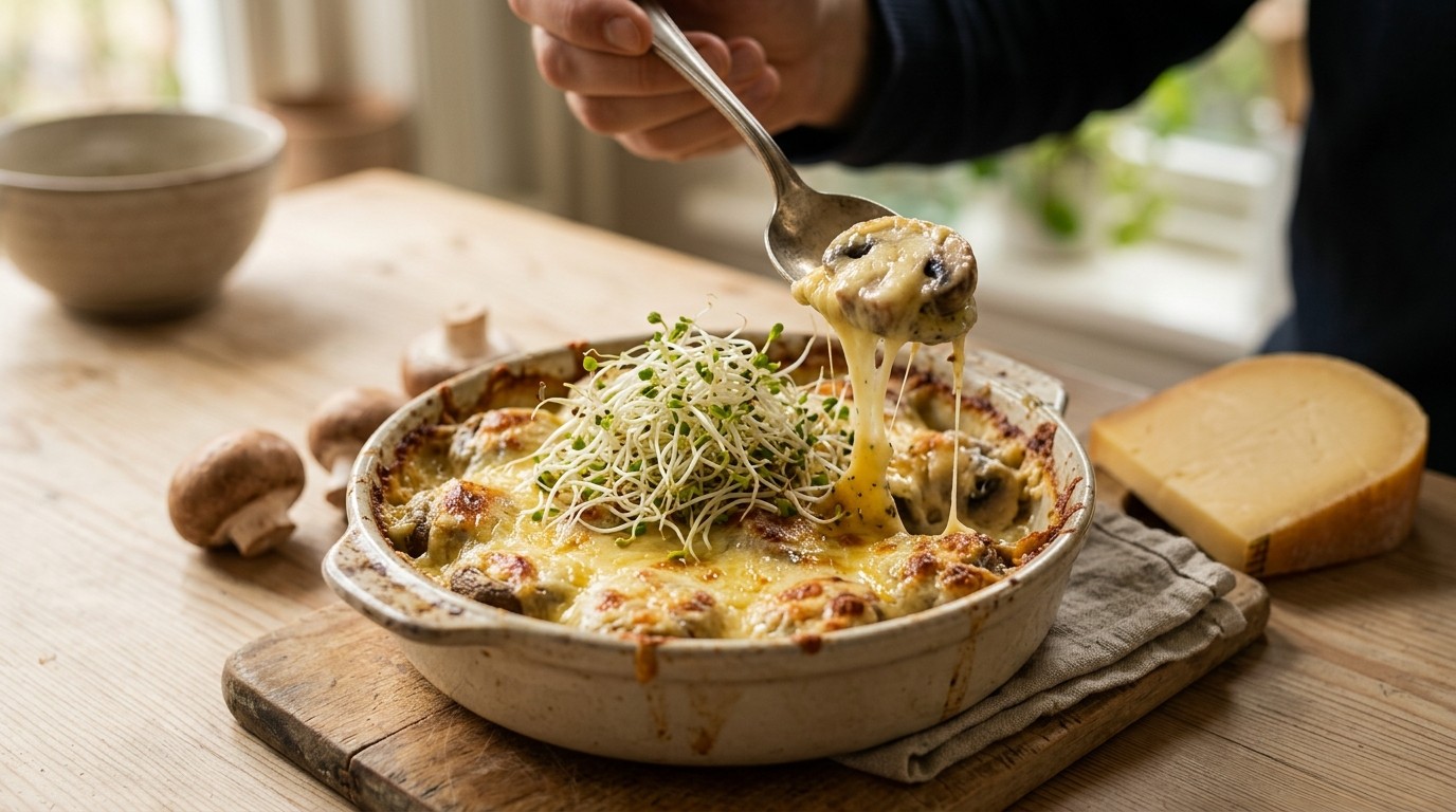 Champignons-kaasmaaltijd