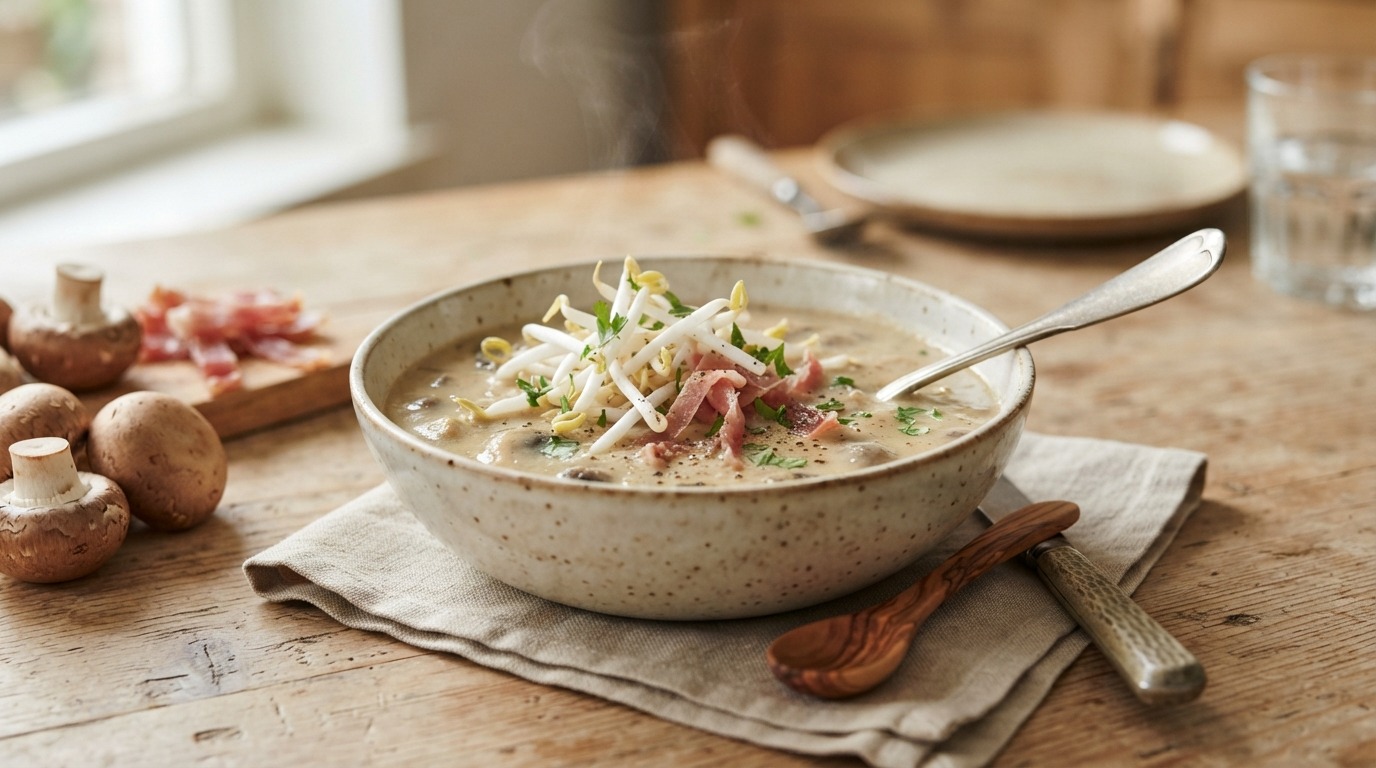 Champignons-tauge soep