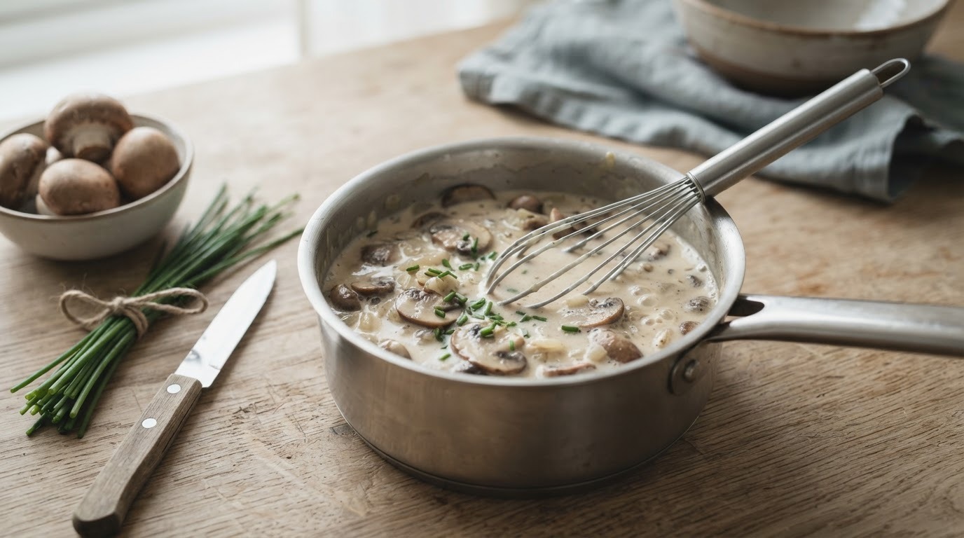 Champignonsaus met kookroom