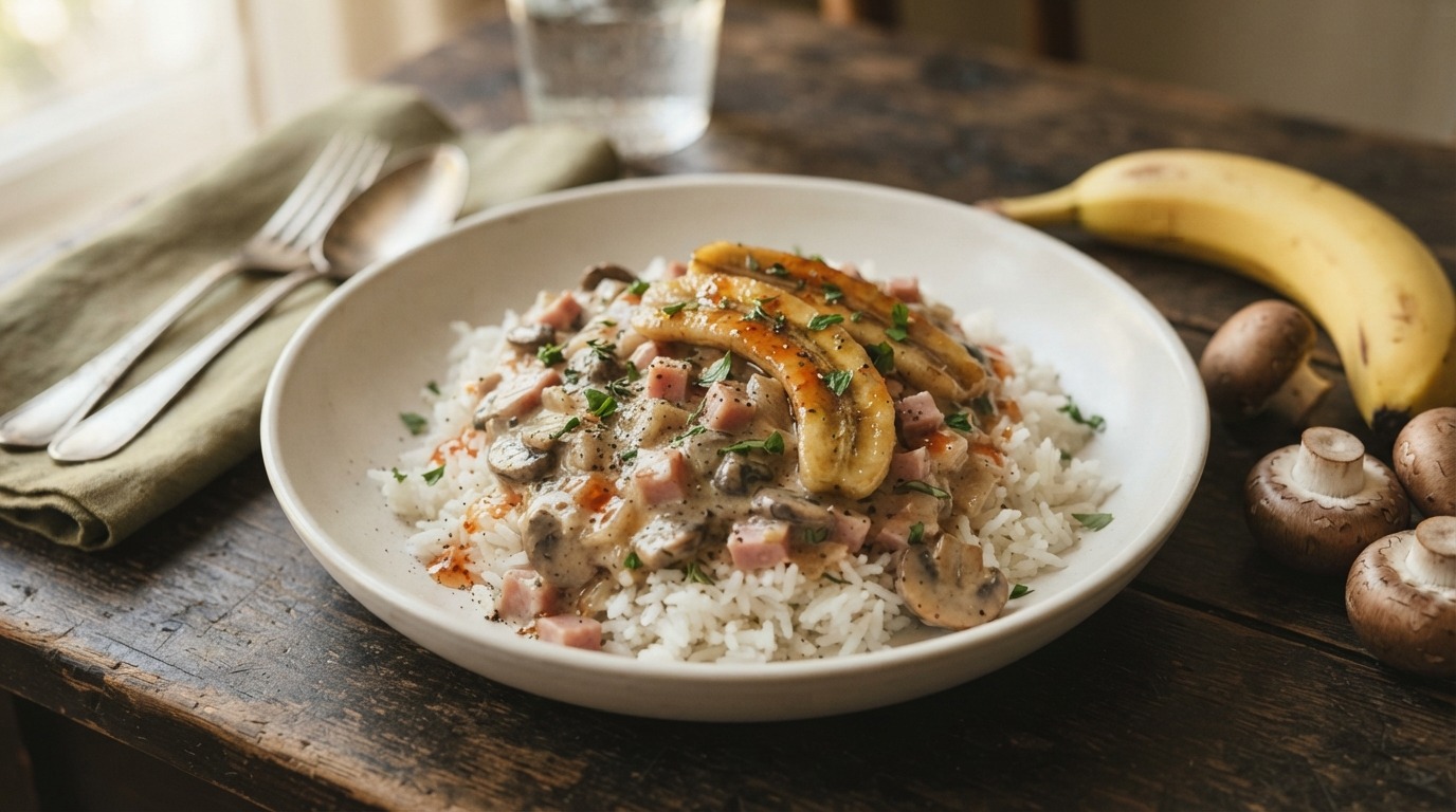Champignonsaus met rijst