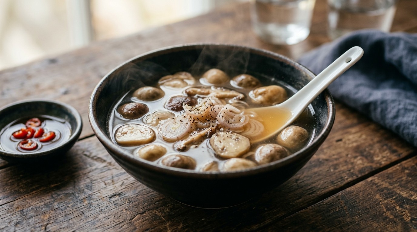 Champignonsoep met sjalotjes