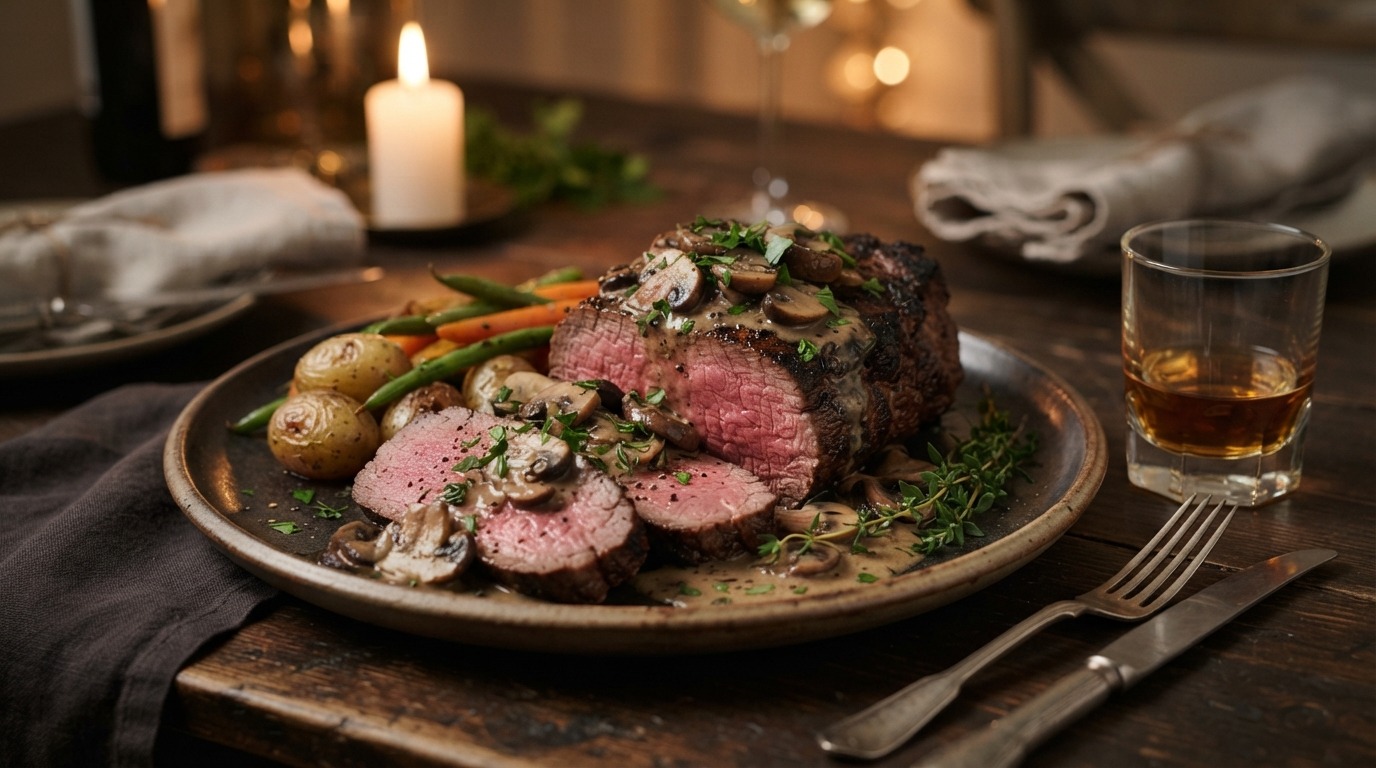 Chataubriand met champignonroomsaus