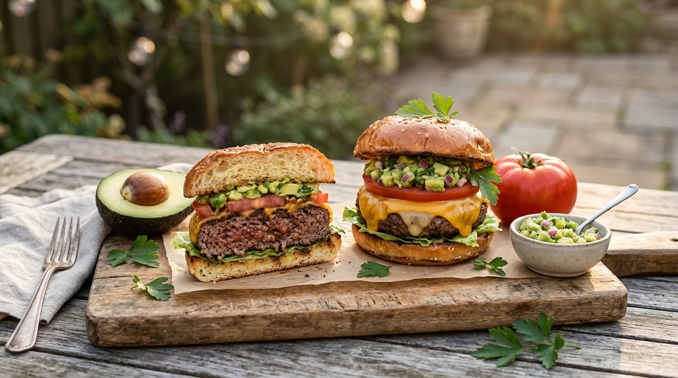 Cheese burgers met avocado-relish