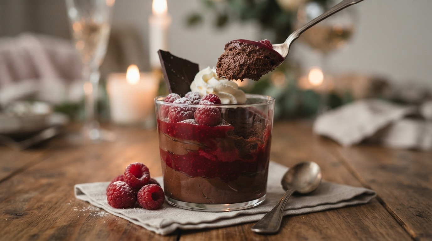 Chocolade frambozen mousse