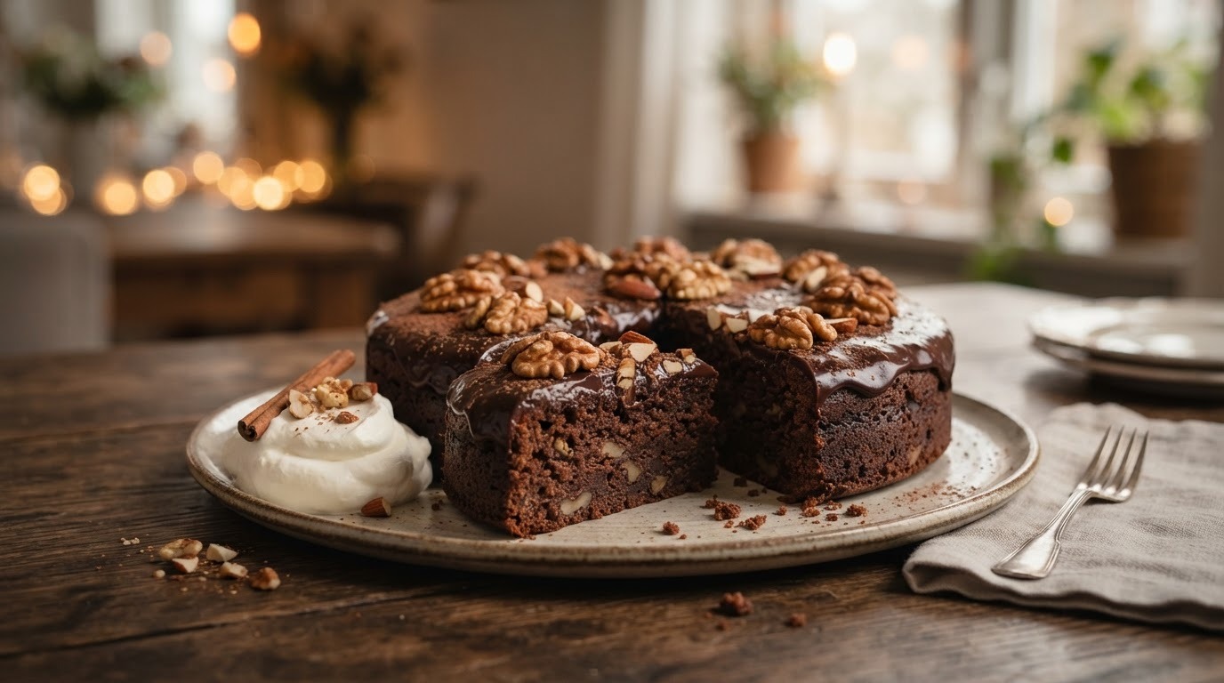 Chocolade- noten taart