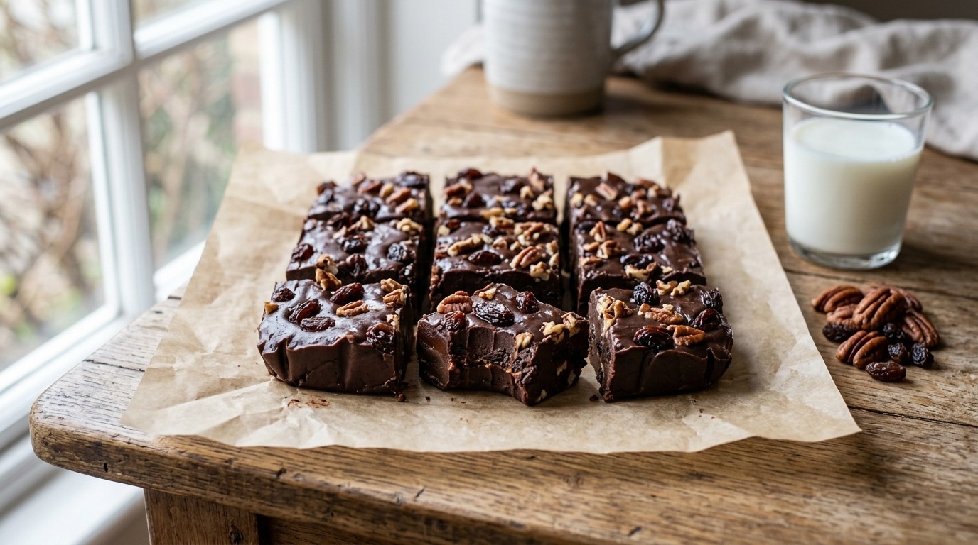 Chocolade-rozijnen-fudge