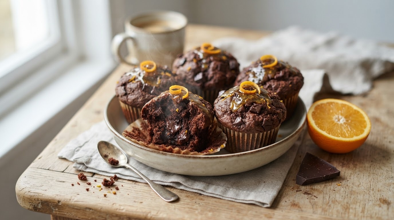 Chocolade- sinaasappel muffins