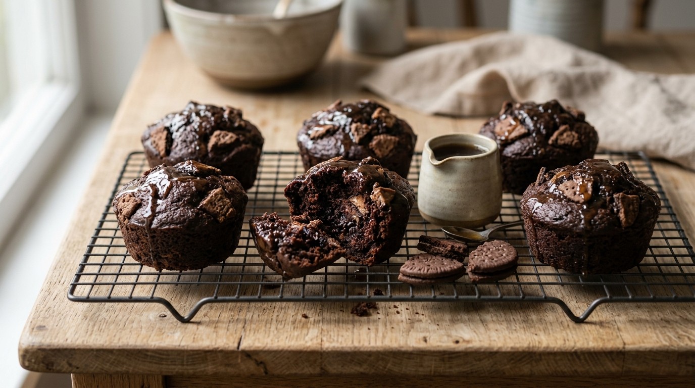 Chocoladecakejes met Chocoladebiscuits