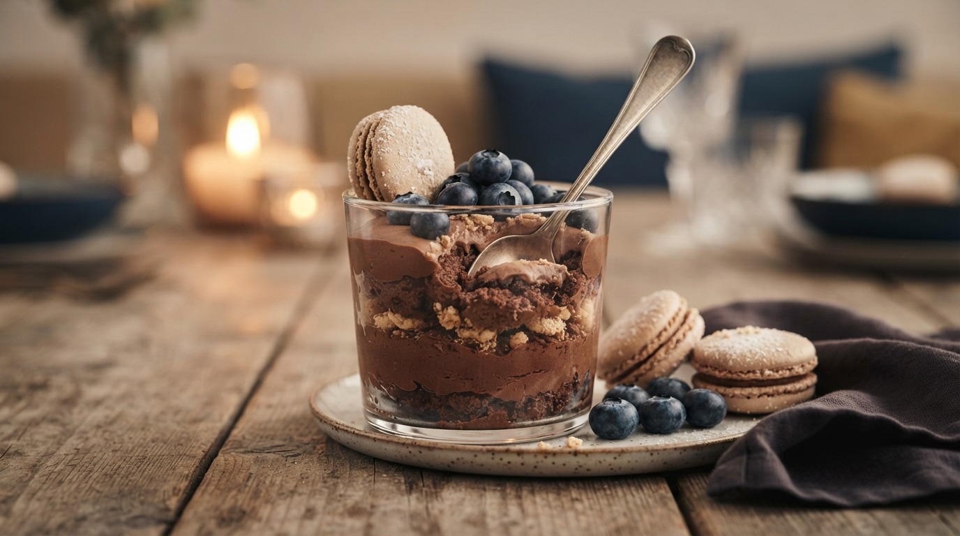 Chocolademousse met bitterkoekjes