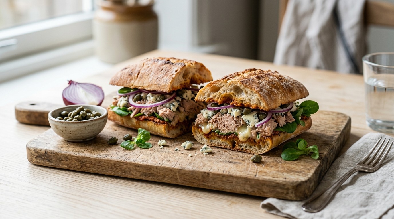 Ciabatta met tonijn en danish blue