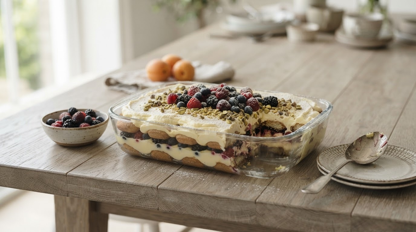 Citroentiramisu met bosvruchten voor buffet