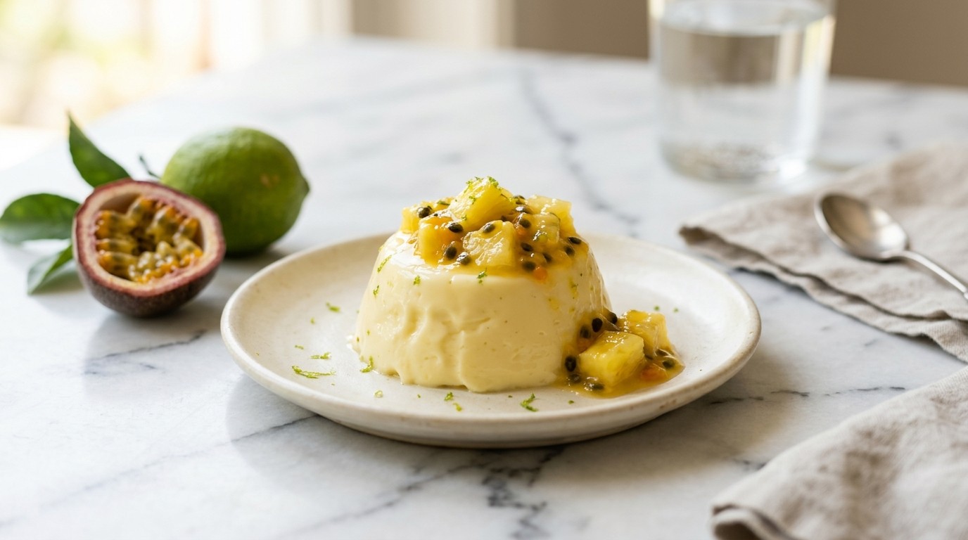 Citruspuddinkje met Ananas-vruchtencompote