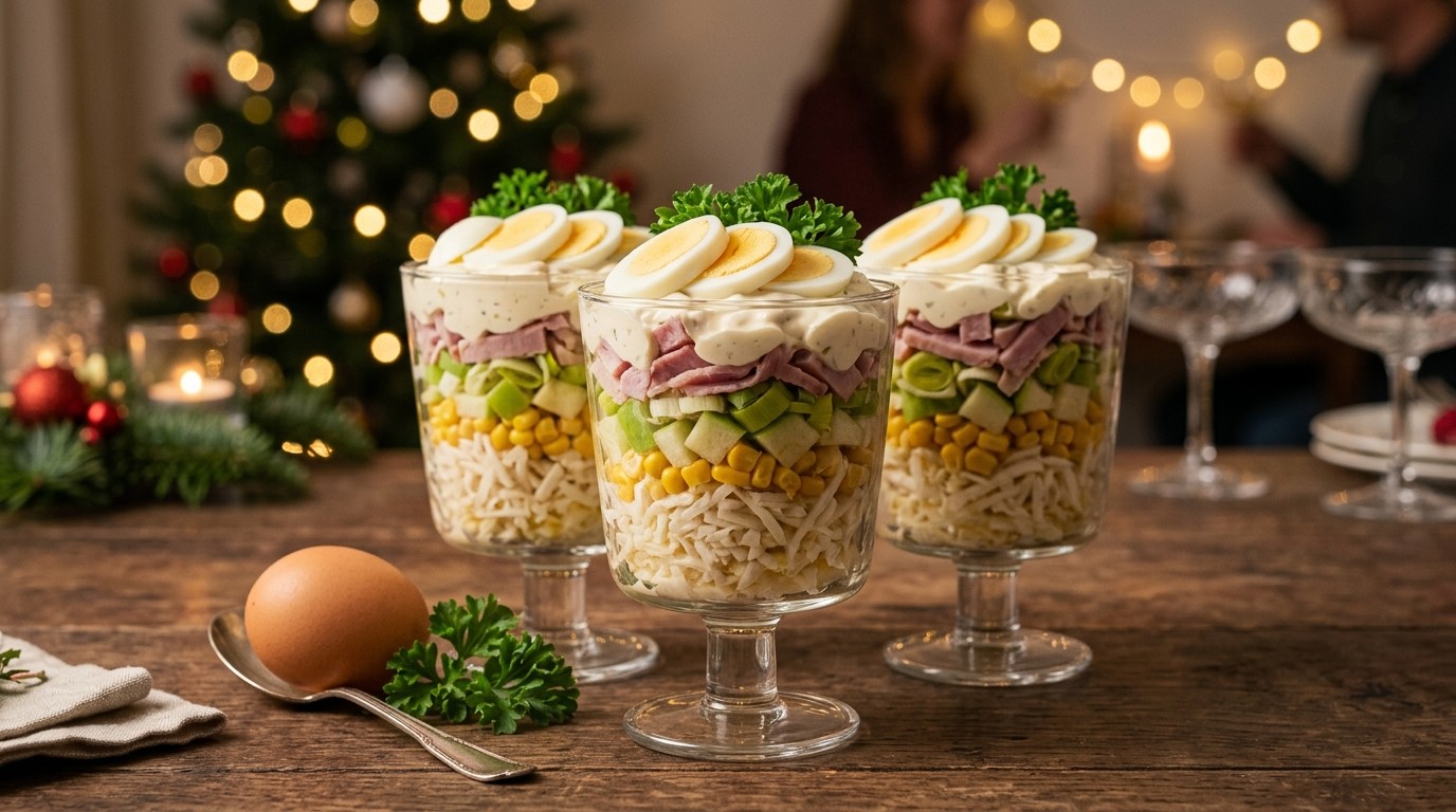 Cocktailsalade met ham en ei