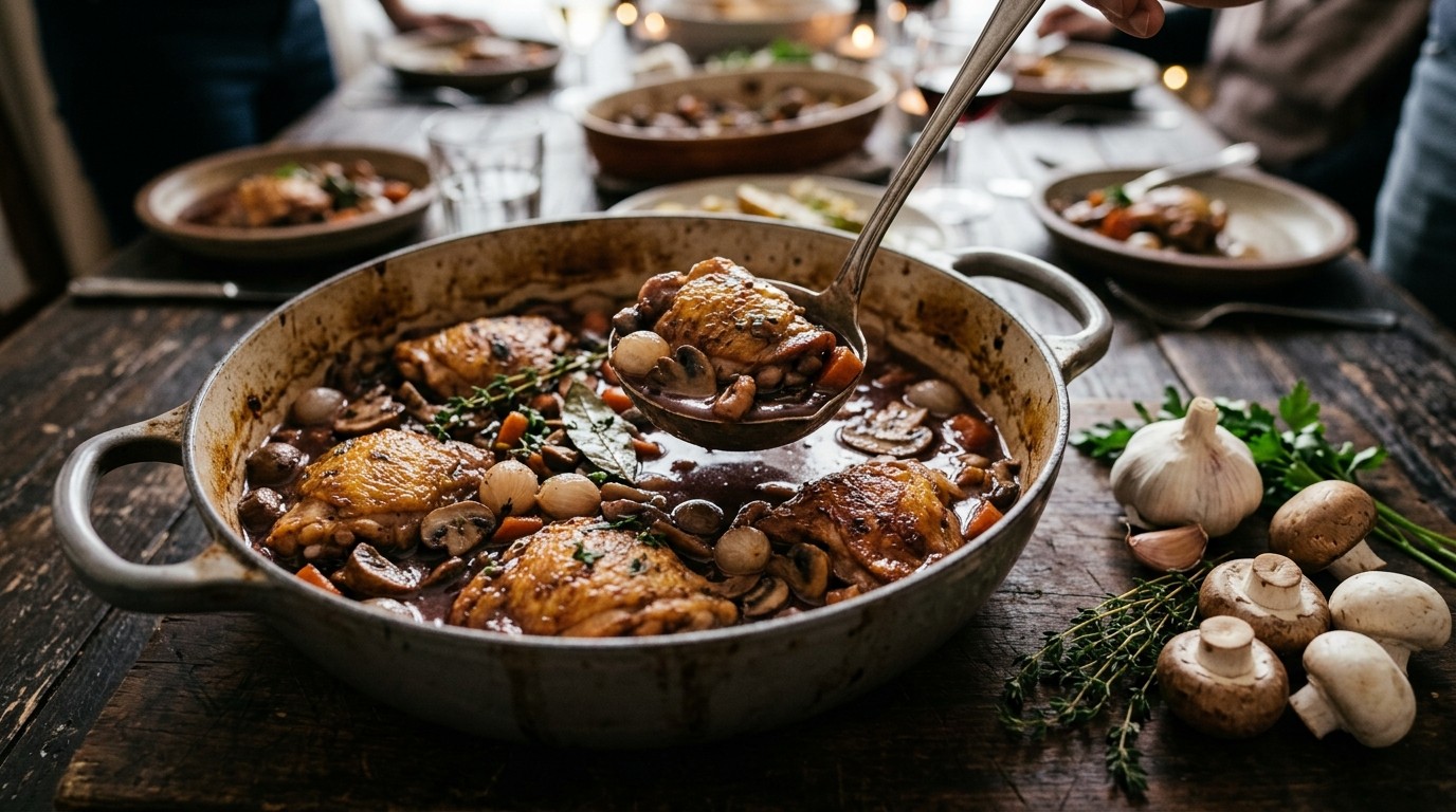 Coq au vin voor buffet