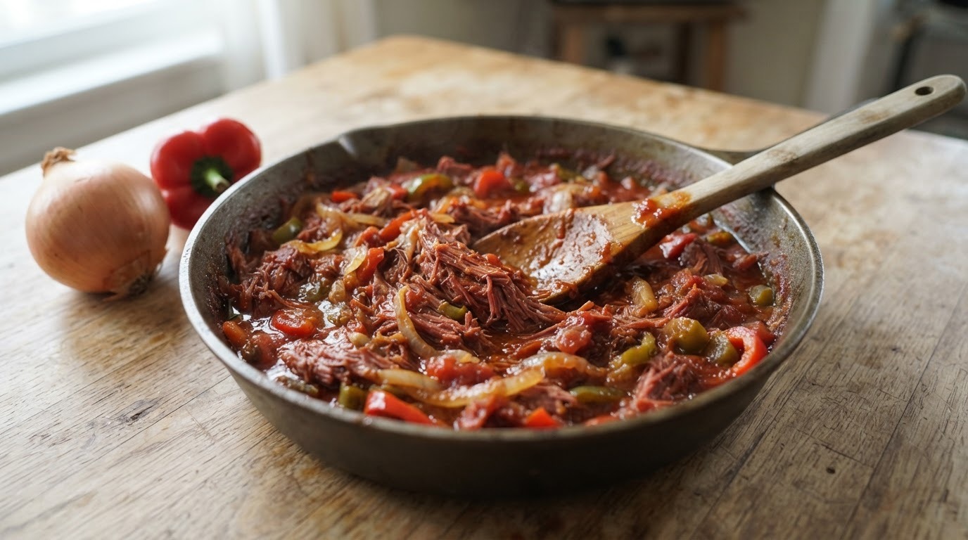 Cornedbeef met Tomaat, ui en Paprika